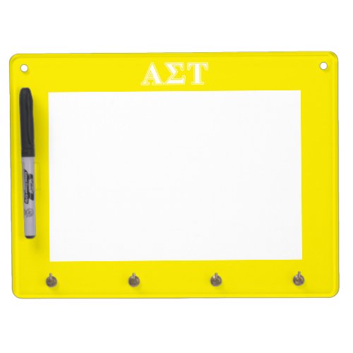 Alpha Sigma Tau White and Yellow Letters Dry Erase Board With Keychain Holder