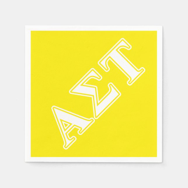 Alpha Sigma Tau White and Yellow Letters Napkins (Front)
