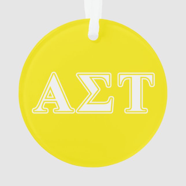 Alpha Sigma Tau White and Yellow Letters Ornament (Back)
