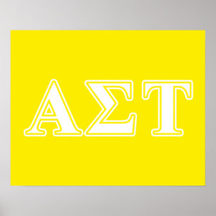 Alpha Sigma Tau White and Yellow Letters Poster