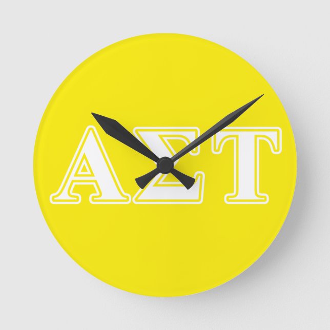 Alpha Sigma Tau White and Yellow Letters Round Clock (Front)