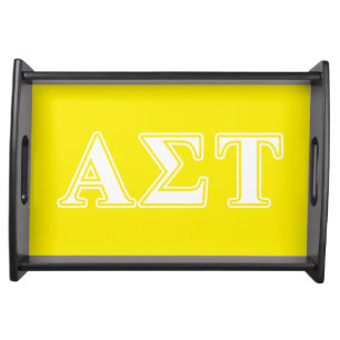 Alpha Sigma Tau White and Yellow Letters Serving Tray