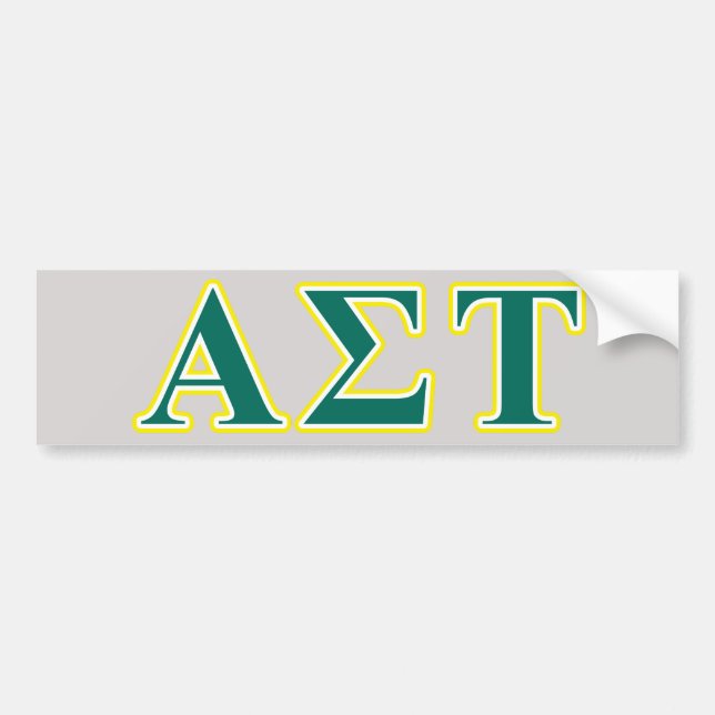 Alpha Sigma Tau Yellow and Green Letters Bumper Sticker (Front)