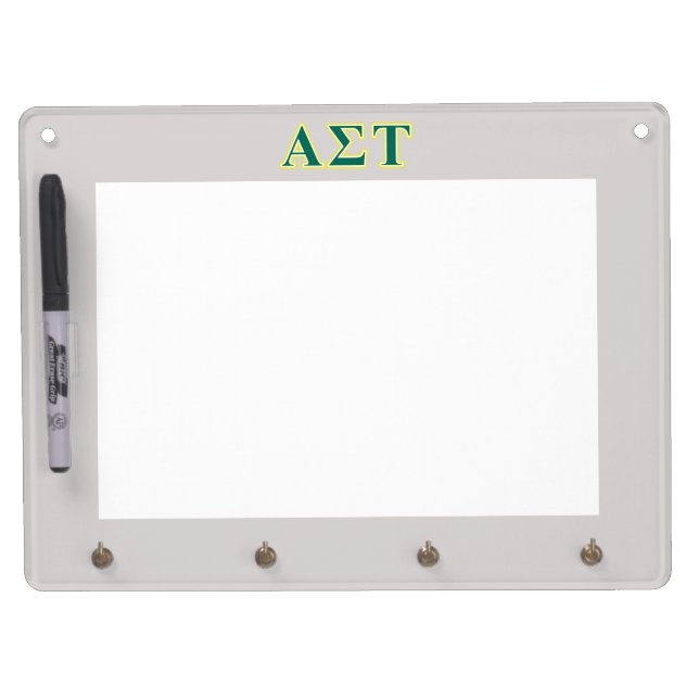Alpha Sigma Tau Yellow and Green Letters Dry Erase Board With Keychain Holder (Front)