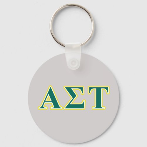 Alpha Sigma Tau Yellow and Green Letters Keychain