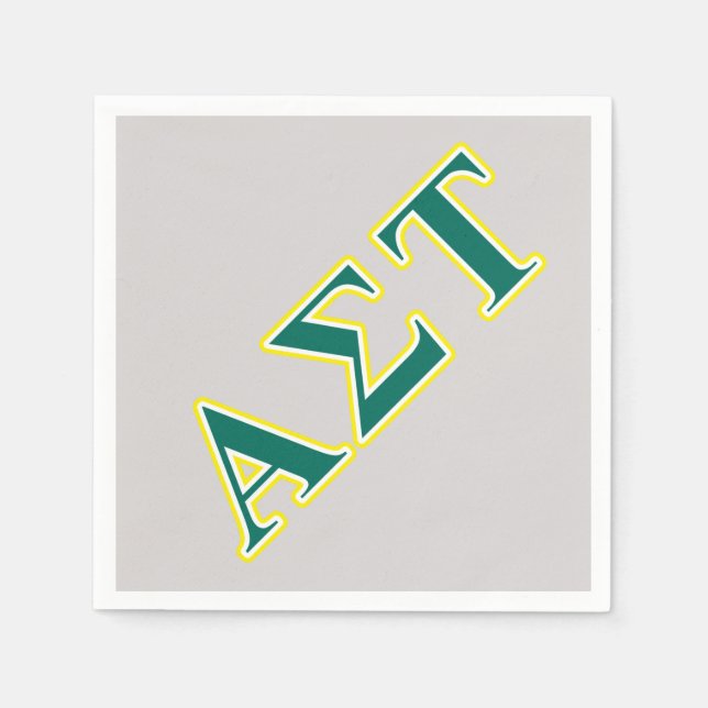 Alpha Sigma Tau Yellow and Green Letters Napkins (Front)