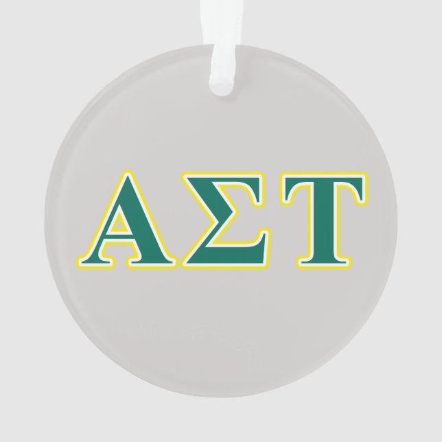 Alpha Sigma Tau Yellow and Green Letters Ornament (Back)