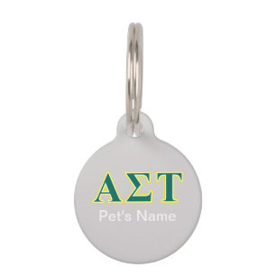 Alpha Sigma Tau Yellow and Green Letters Pet ID Tag