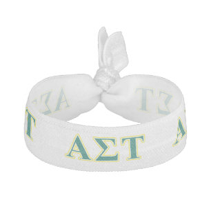 Alpha Sigma Tau Yellow and Green Letters Ribbon Hair Tie