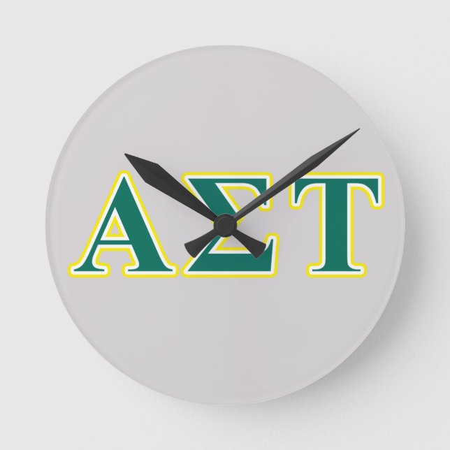 Alpha Sigma Tau Yellow and Green Letters Round Clock (Front)