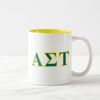 Alpha Sigma Tau Yellow and Green Letters Two-Tone Coffee Mug