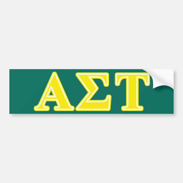 Alpha Sigma Tau Yellow Letters Bumper Sticker (Front)