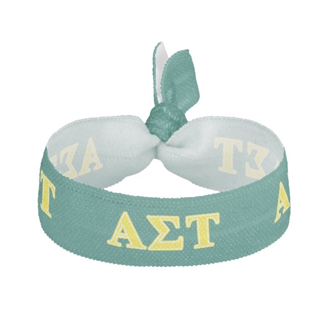 Alpha Sigma Tau Yellow Letters Hair Tie (Front)