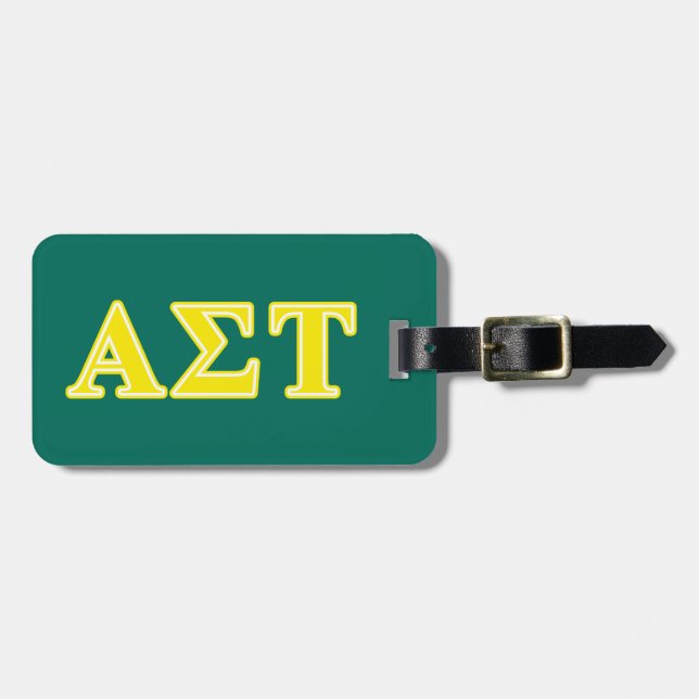 Alpha Sigma Tau Yellow Letters Luggage Tag (Front Horizontal)