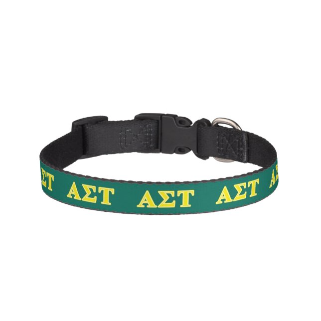 Alpha Sigma Tau Yellow Letters Pet Collar (Front)