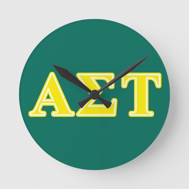 Alpha Sigma Tau Yellow Letters Round Clock (Front)