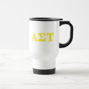 Alpha Sigma Tau Yellow Letters Travel Mug
