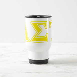 Alpha Sigma Tau Yellow Letters Travel Mug