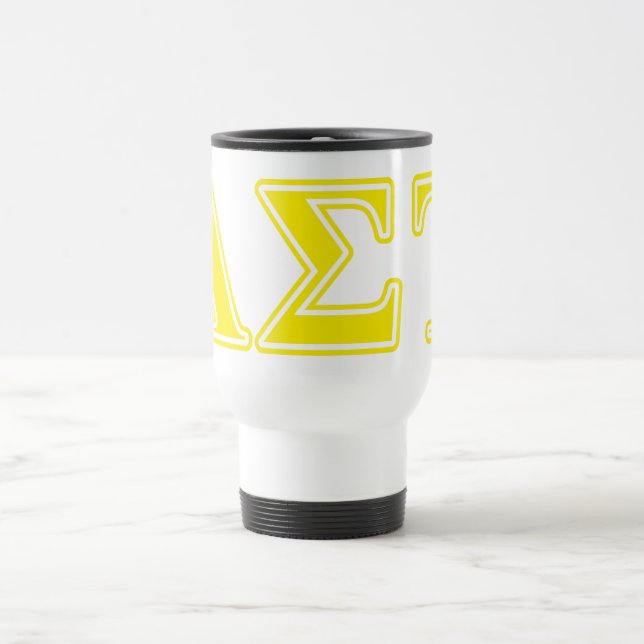 Alpha Sigma Tau Yellow Letters Travel Mug (Center)