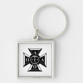 Alpha Tau Omega Badge Black & White Keychain