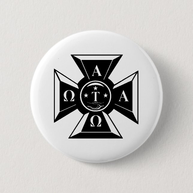 Alpha Tau Omega Badge Black & White Pinback Button (Front)
