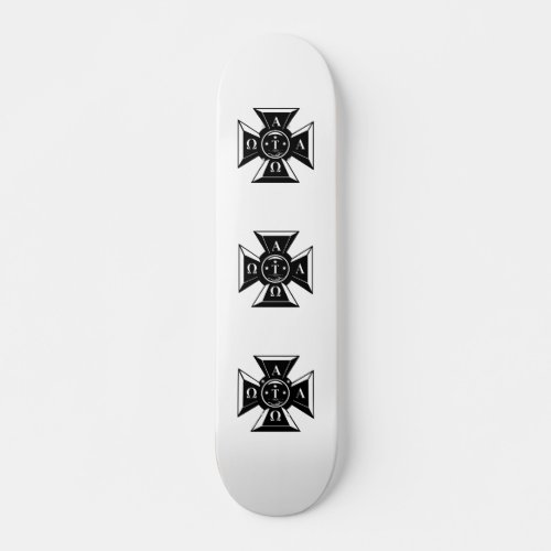 Alpha Tau Omega Badge Black  White Skateboard Deck