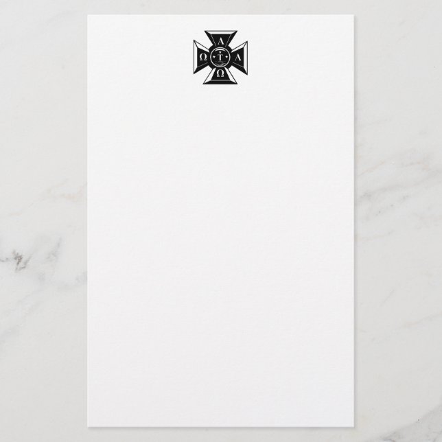 Alpha Tau Omega Badge Black & White Stationery (Front)