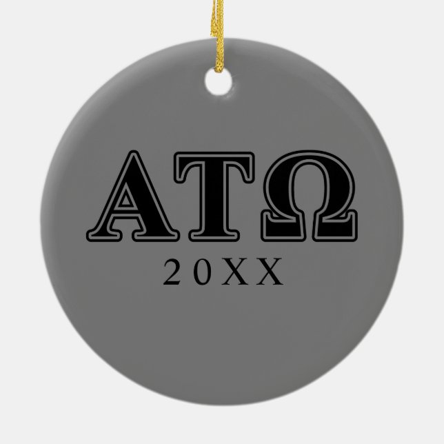 Alpha Tau Omega Black Letters Ceramic Ornament (Back)