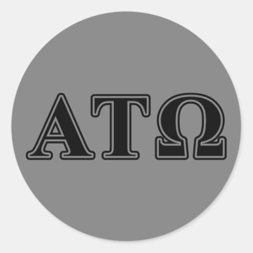 Alpha Tau Omega Black Letters Classic Round Sticker