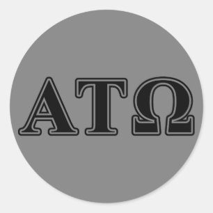 Alpha Tau Omega Black Letters Classic Round Sticker