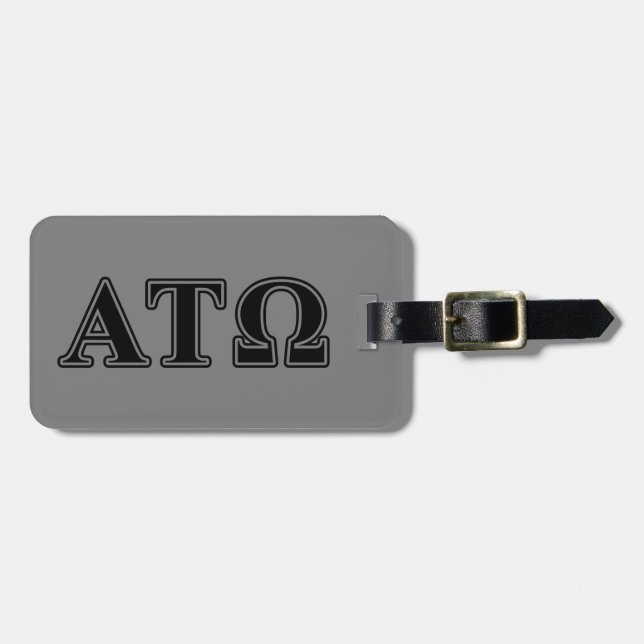 Alpha Tau Omega Black Letters Luggage Tag (Front Horizontal)