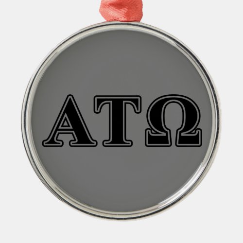 Alpha Tau Omega Black Letters Metal Ornament