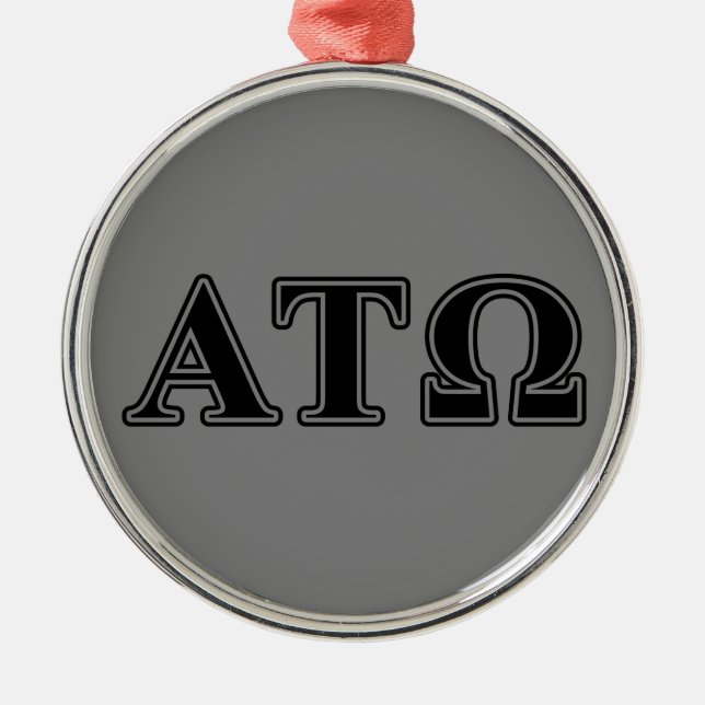 Alpha Tau Omega Black Letters Metal Ornament (Front)