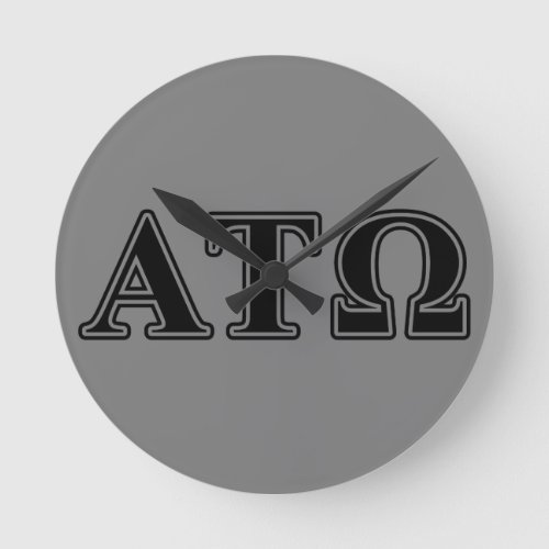 Alpha Tau Omega Black Letters Round Clock