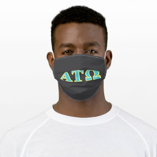 Alpha Tau Omega Blue and Yellow Letters Adult Cloth Face Mask