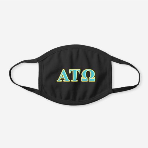 Alpha Tau Omega Blue and Yellow Letters Black Cotton Face Mask