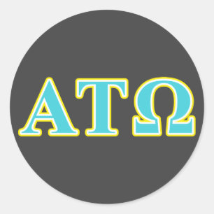 Alpha Tau Omega Blue and Yellow Letters Classic Round Sticker