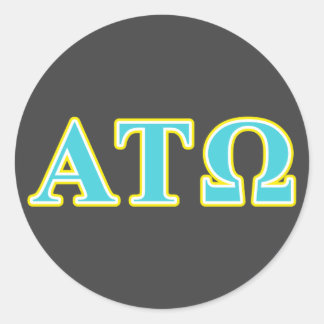 Alpha Tau Omega Blue and Yellow Letters Classic Round Sticker