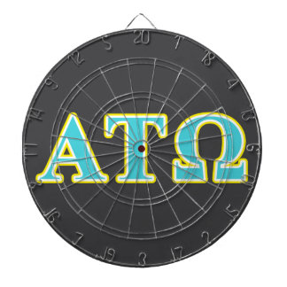 Alpha Tau Omega Blue and Yellow Letters Dartboard With Darts