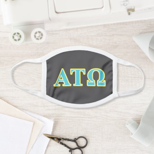 Alpha Tau Omega Blue and Yellow Letters Face Mask