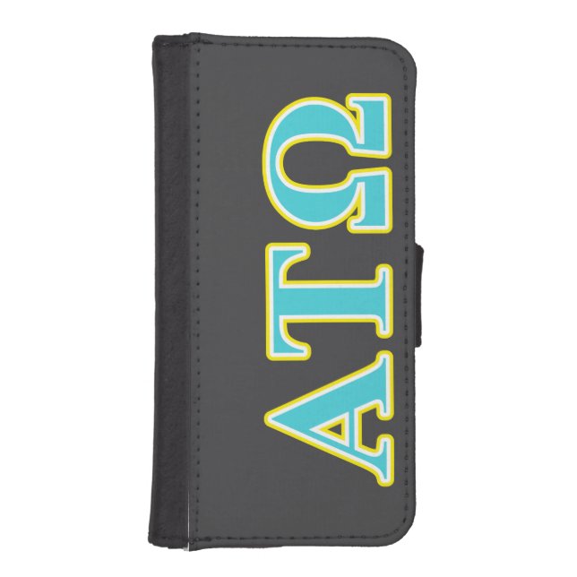 Alpha Tau Omega Blue and Yellow Letters iPhone Wallet Case (Front)