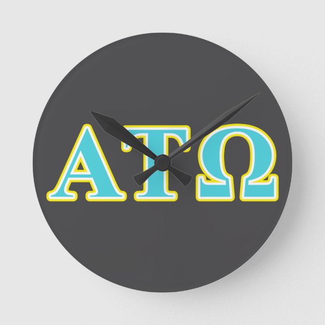 Alpha Tau Omega Blue and Yellow Letters Round Clock (Front)