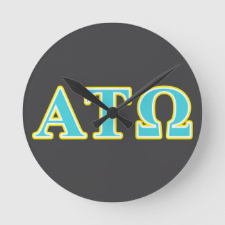 Alpha Tau Omega Blue and Yellow Letters Round Clock
