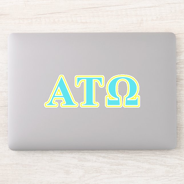 Alpha Tau Omega Blue and Yellow Letters Sticker (Computer)