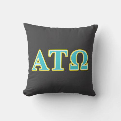 Alpha Tau Omega Blue and Yellow Letters Throw Pillow