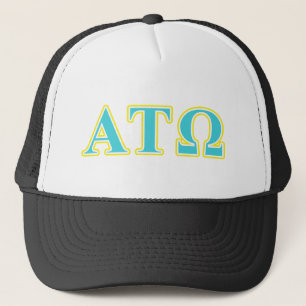Alpha Tau Omega Blue and Yellow Letters Trucker Hat