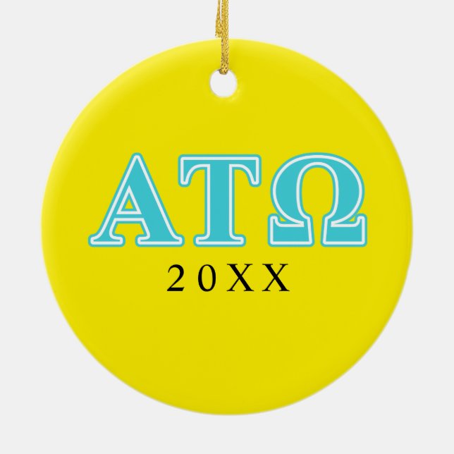 Alpha Tau Omega Blue Letters Ceramic Ornament (Back)