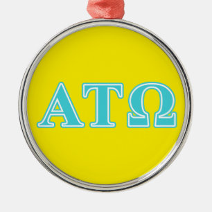 Alpha Tau Omega Blue Letters Metal Ornament
