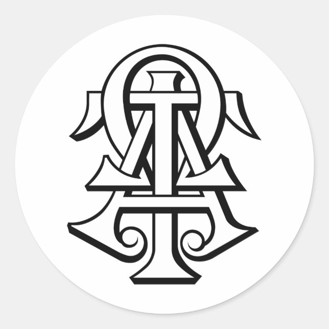 Alpha Tau Omega Interlocked Letters Classic Round Sticker (Front)
