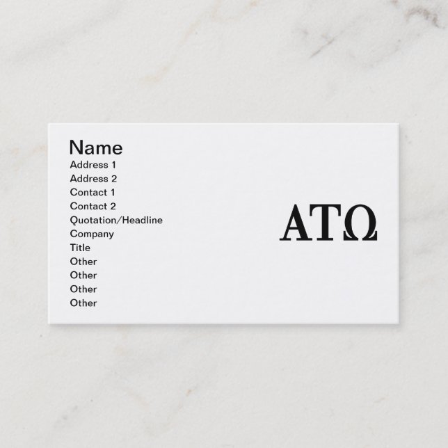 Alpha Tau Omega Letters Business Card (Front)